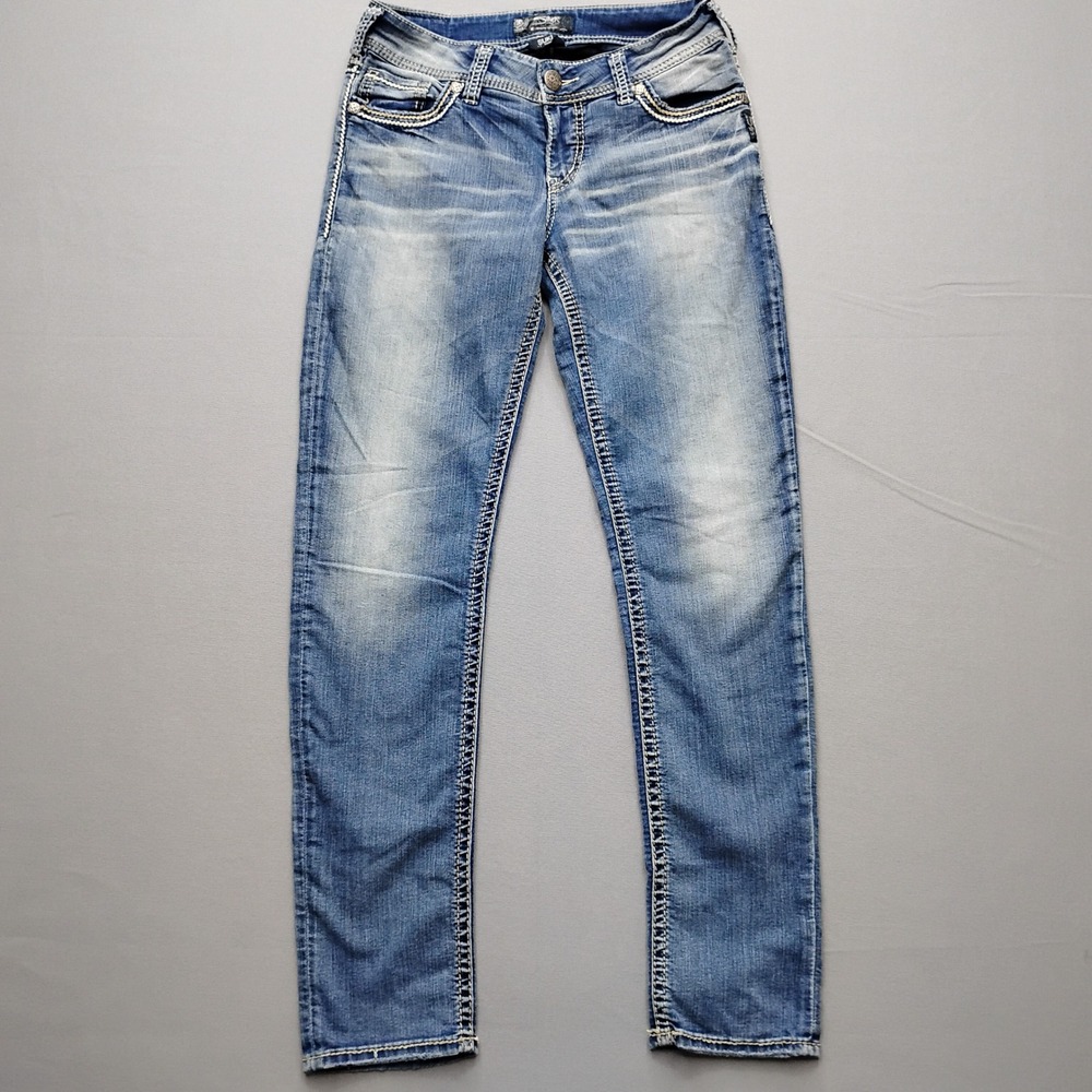 Silver Jeans Co Suki Mid Slim Straight Leg Jeans Blue Denim W29 L31